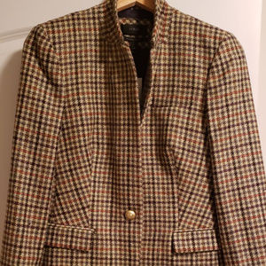 J.Crew Regent Blazer in Olive Houndstooth Plaid Wo